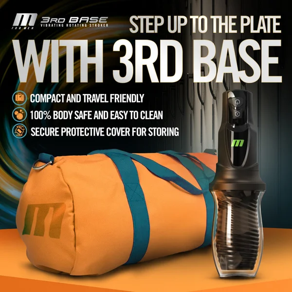 M For Men - 3rd Base - Black USB Rechargeable Vibrating & Rotating Auto Stroker — image 3 of 9