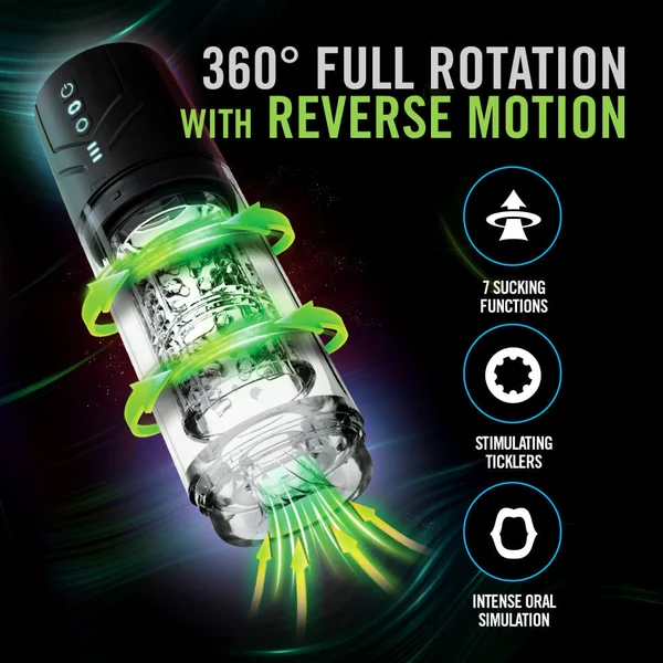 M For Men - Whirlwind Pro - Clear USB Rechargeable Rotating & Sucking Auto Stroker — image 4 of 9