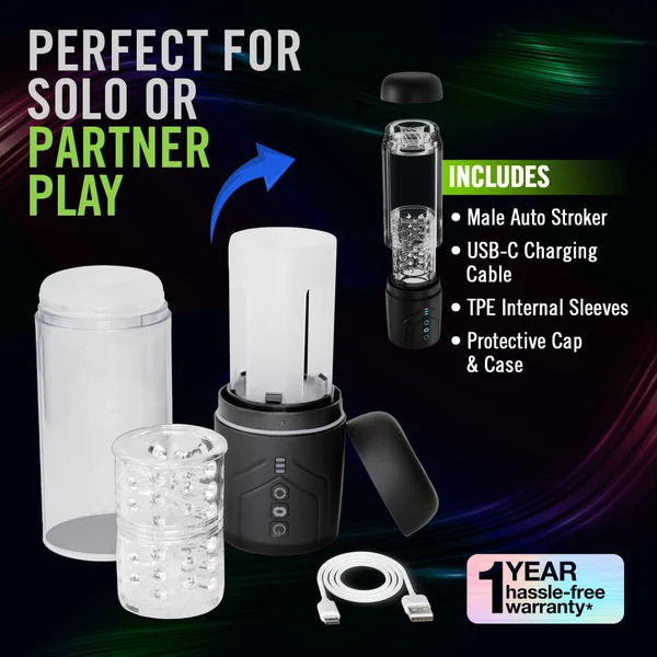 M For Men - Whirlwind Pro - Clear USB Rechargeable Rotating & Sucking Auto Stroker — image 6 of 9