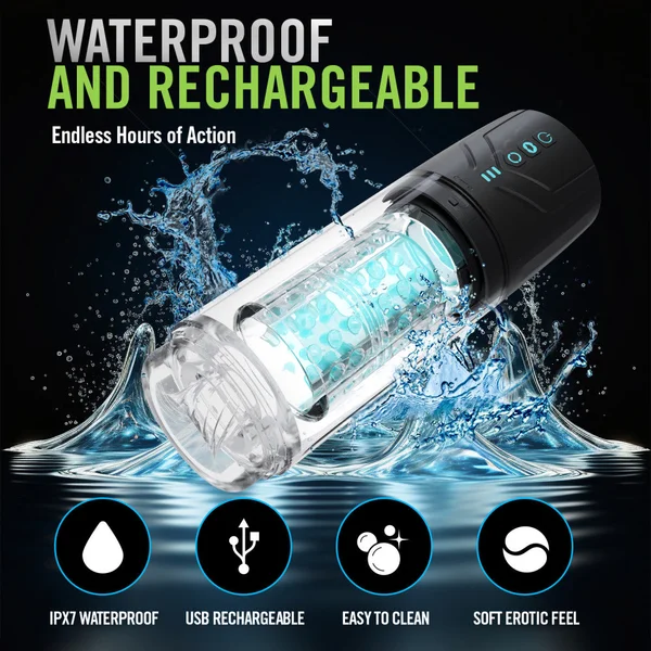 M For Men - Whirlwind Pro - Clear USB Rechargeable Rotating & Sucking Auto Stroker — image 7 of 9