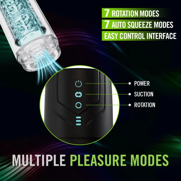 M For Men - Whirlwind Pro - Clear USB Rechargeable Rotating & Sucking Auto Stroker — image 5 of 9