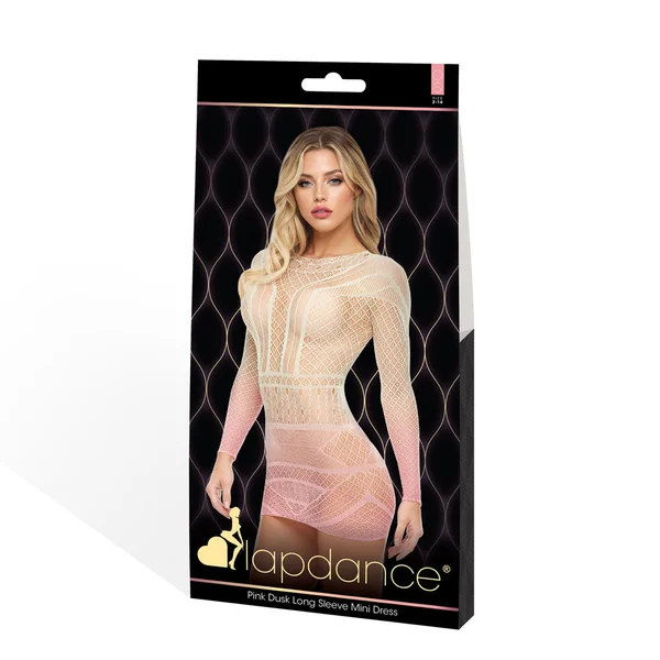 LAPDANCE Pink Dusk Long Sleeve Mini Dress - Cream/Pink - One Size — image 3 of 3
