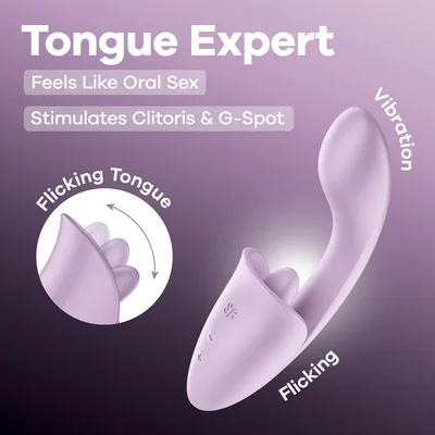 satisfyer tongue expert violet 18 cm usb rechargeable vibrator with flicking clit stimulator