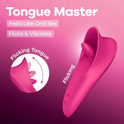 satisfyer tongue master pink 144 cm usb rechargeable flicking clitoral stimulator