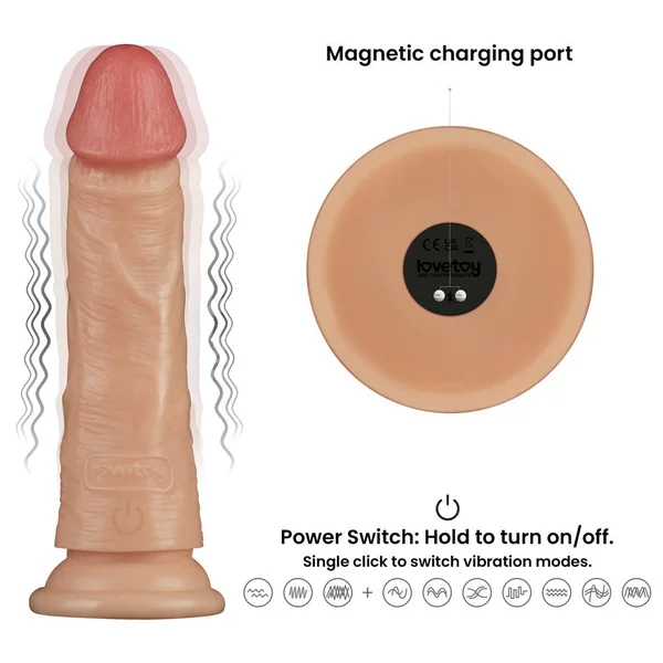 7 Inch Power Basics - Flesh 18 cm USB Rechargeable Vibrating Dong — image 3 of 9