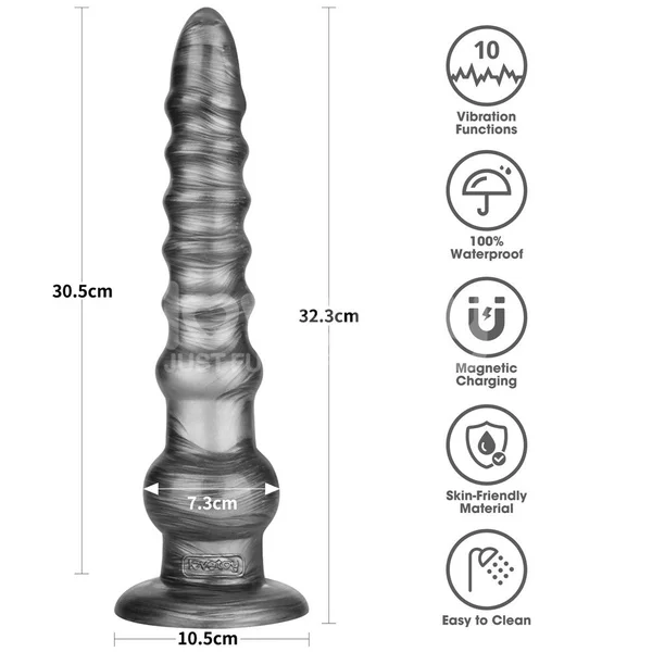 King Sized Vibrating Vibrax Slider - Grey 32.3 cm (12.5'') USB Rechargeable Vibrating Dildo — image 8 of 9