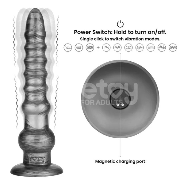 King Sized Vibrating Vibrax Slider - Grey 32.3 cm (12.5'') USB Rechargeable Vibrating Dildo — image 2 of 9