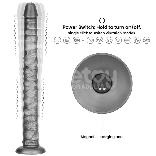 King Sized Vibrating Vibrax Slider - Grey 40.8 cm (16'') USB Rechargeable Vibrating Dildo — image 2 of 9