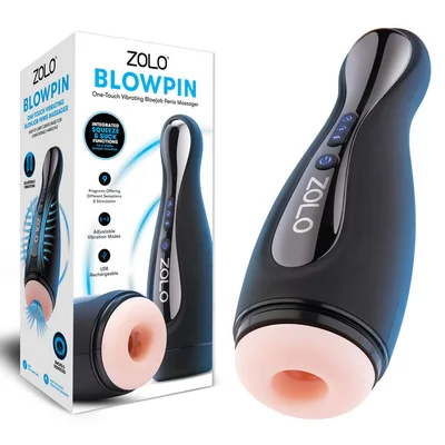 zolo blowpin flesh usb rechargeable auto sucking and vibrating masturbator
