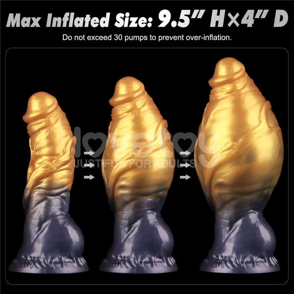 Aerosx 7.5 Inch Dual Density Inflatable Dildo - Gold/Blue 24 cm Inflatable Fantasy Dildo — image 7 of 9