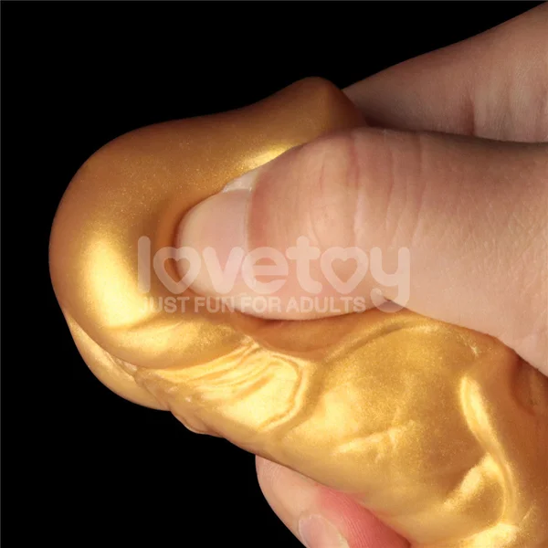 Aerosx 7.5 Inch Dual Density Inflatable Dildo - Gold/Blue 24 cm Inflatable Fantasy Dildo — image 6 of 9