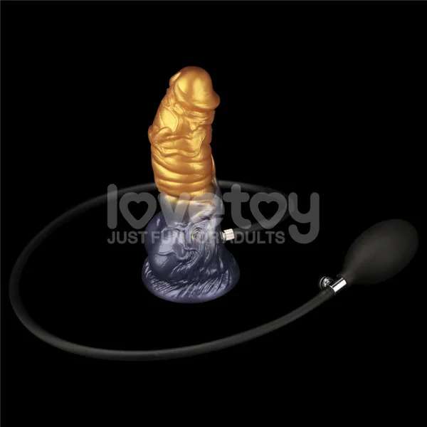 Aerosx 7.5 Inch Dual Density Inflatable Dildo - Gold/Blue 24 cm Inflatable Fantasy Dildo — image 8 of 9