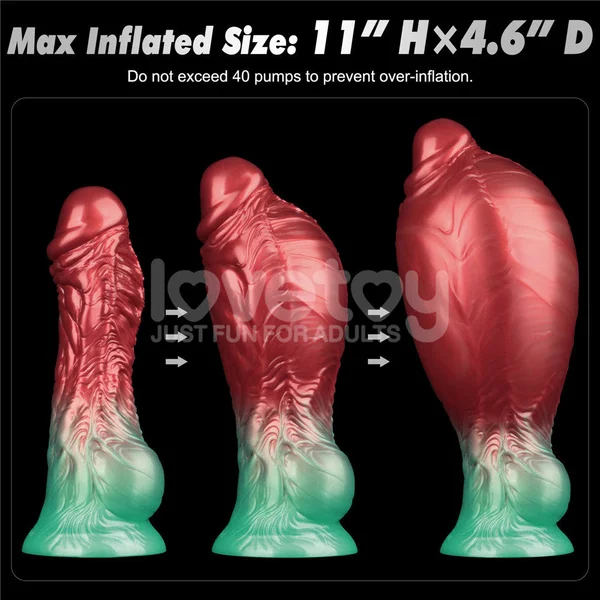 Aerosx 8 Inch Dual Density Inflatable Dildo - Red/Green 28 cm Inflatable Fantasy Dildo — image 8 of 9