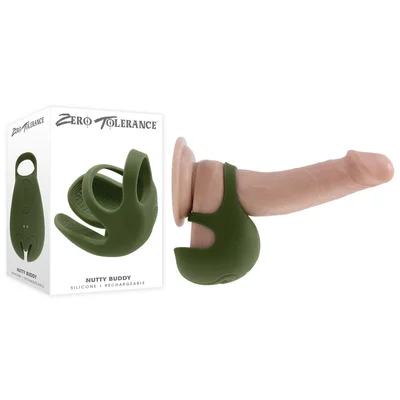 zero tolerance nutty buddy olive green usb rechargeable vibrating cock balls ring