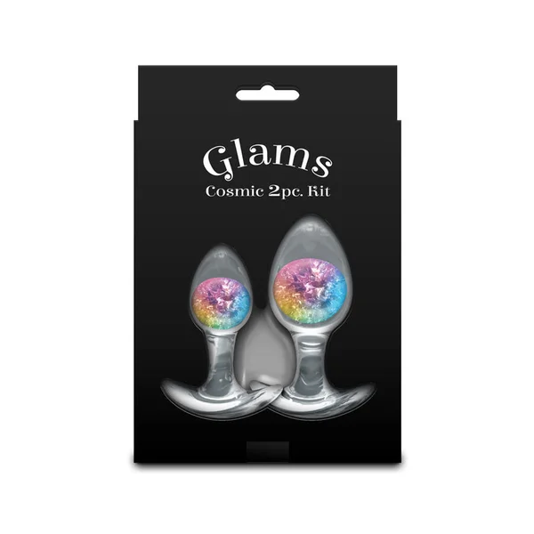Glams Cosmic 2pc Kit - Rainbow - Clear/Rainbow Butt Plugs - Set of 2 Sizes — image 4 of 5