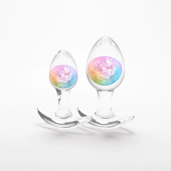 Glams Cosmic 2pc Kit - Rainbow - Clear/Rainbow Butt Plugs - Set of 2 Sizes — image 2 of 5
