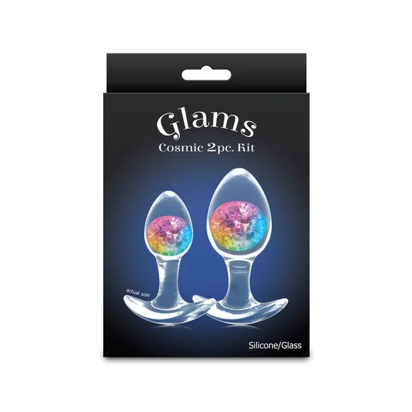 Glams Cosmic 2pc Kit - Rainbow - Clear/Rainbow Butt Plugs - Set of 2 Sizes — image 5 of 5
