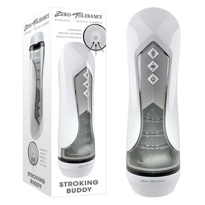 zero tolerance stroking buddy white usb rechargeable vibrating thrusting stroker