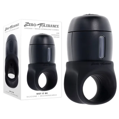 zero tolerance wet it be black usb rechargeable vibrating and self lubricating stroker