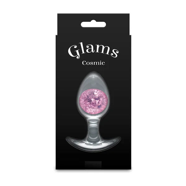 Glams Cosmic - Medium - Pink - Clear/Pink 9.5 cm Small Butt Plug — image 4 of 5