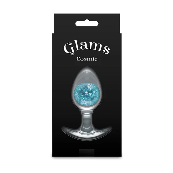 Glams Cosmic - Medium - Blue - Clear/Blue 9.5 cm Small Butt Plug — image 4 of 5