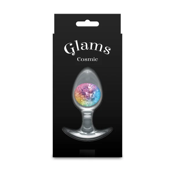 Glams Cosmic - Medium - Rainbow - Clear/Rainbow 9.5 cm Small Butt Plug — image 4 of 5