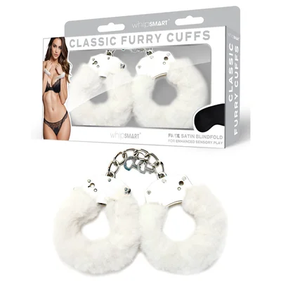 whipsmart classic furry cuffs white white furry restraints with bonus eye mask
