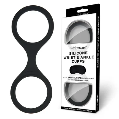 whipsmart silicone wrist ankle cuffs black black restraints with bonus eye mask