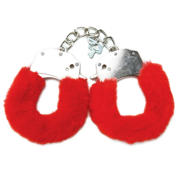 WhipSmart Classic Furry Cuffs - Red - Red Furry Restraints with Bonus Eye Mask — image 2 of 3