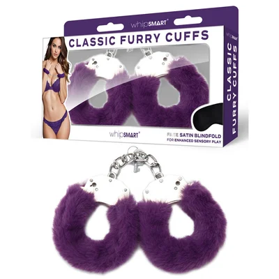 whipsmart classic furry cuffs purple purple furry restraints with bonus eye mask