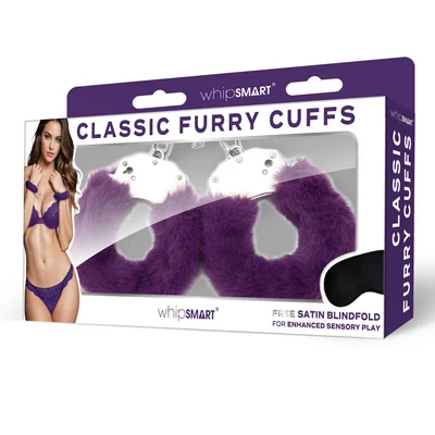 whipsmart classic furry cuffs purple purple furry restraints with bonus eye mask