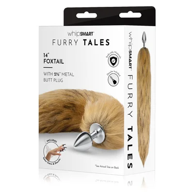 whipsmart furry tales 14 inch brown fox tail metal 63 cm butt plug with brown fox tail