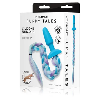 whipsmart furry tales silicone unicorn butt plug blue 89 cm butt plug with unicorn tail