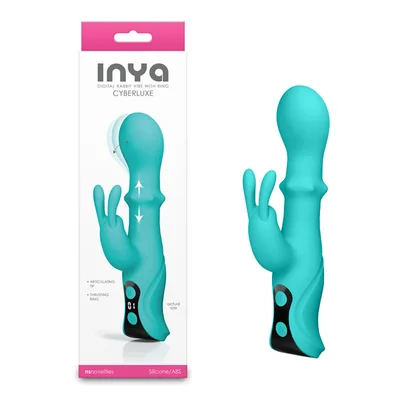 inya cyberluxe aqua aqua 18 cm usb rechargeable rabbit vibrator with sliding ring shaft