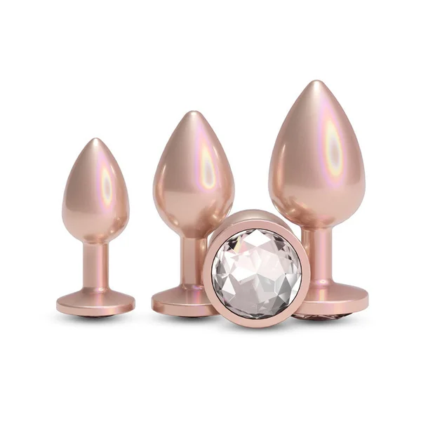 Rear Assets Trainer Kit - Iridescent Champagne - Iridescent Champagne Metallic Butt Plugs - Set of 3 Sizes — image 2 of 5