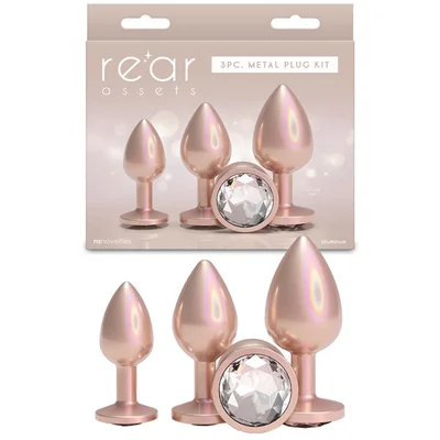 rear assets trainer kit iridescent champagne iridescent champagne metallic butt plugs set of 3 sizes
