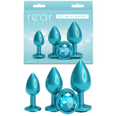 rear assets trainer kit iridescent teal iridescent teal metallic butt plugs set of 3 sizes