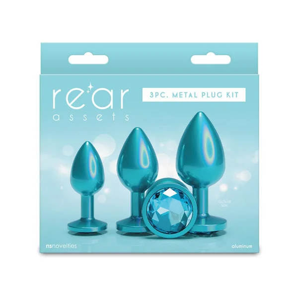 Rear Assets Trainer Kit - Iridescent Teal - Iridescent Teal Metallic Butt Plugs - Set of 3 Sizes — image 5 of 5