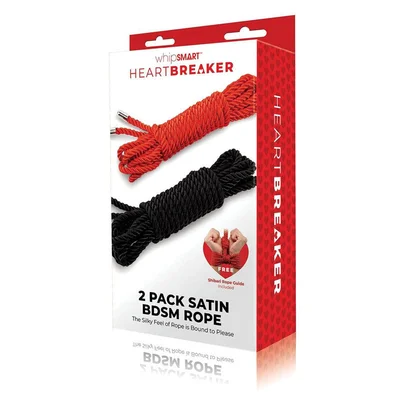 whipsmart heartbreaker 2 pack satin bdsm rope black red ropes set of 2