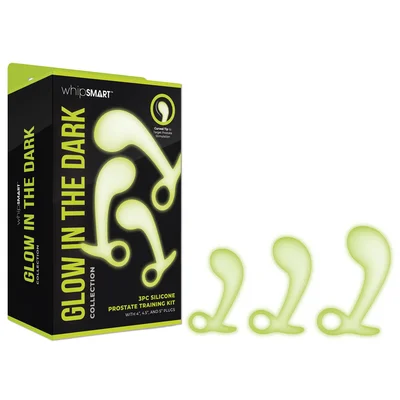 whipsmart glow in the dark 3pc prostate training kit glow in dark prostate massagers set of 3 sizes