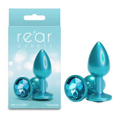 rear assets iridescent small teal iridescent teal 71 cm small butt plug