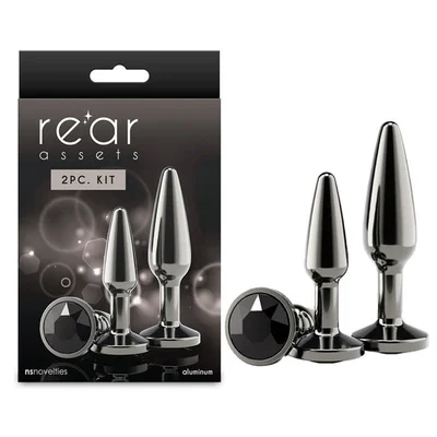 rear assets tapered trainer kit gunmetal gunmetal grey metal butt plugs set of 2 sizes