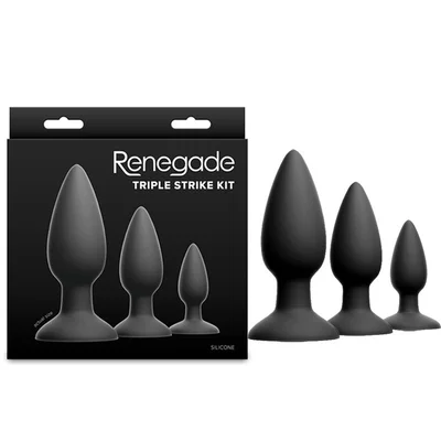 renegade triple strike kit black black butt plugs set of 3 sizes