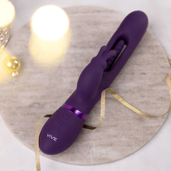 VIVE Mika - Purple - Purple 23.2 cm USB Rechargeable Rabbit Vibrator with Flapping Shaft — image 2 of 7