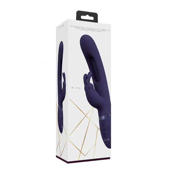 VIVE Mika - Purple - Purple 23.2 cm USB Rechargeable Rabbit Vibrator with Flapping Shaft — image 6 of 7