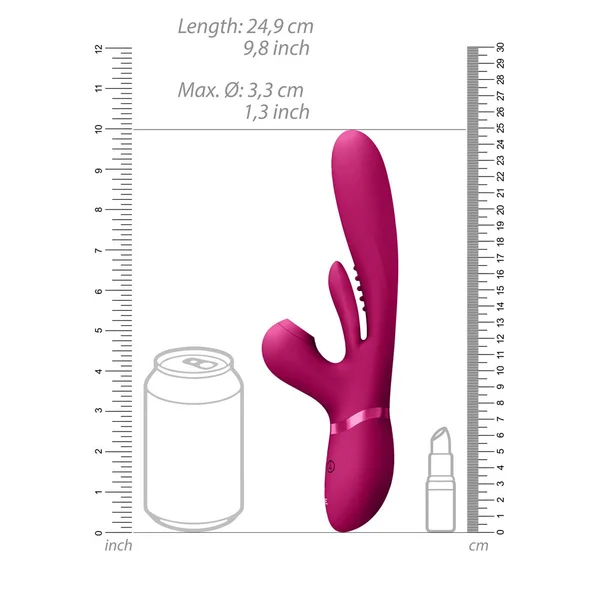 VIVE Ena - Pink - Pink 25 cm USB Rechargeable Thrusting Vibrator with Air Wave Stimulator — image 8 of 9