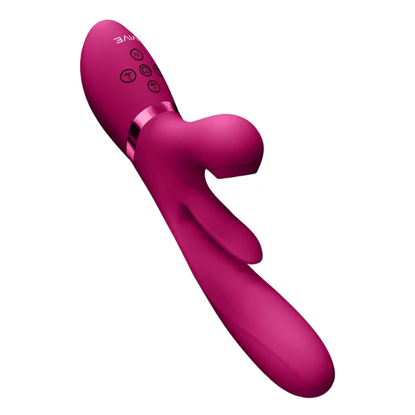 VIVE Ena - Pink - Pink 25 cm USB Rechargeable Thrusting Vibrator with Air Wave Stimulator — image 4 of 9