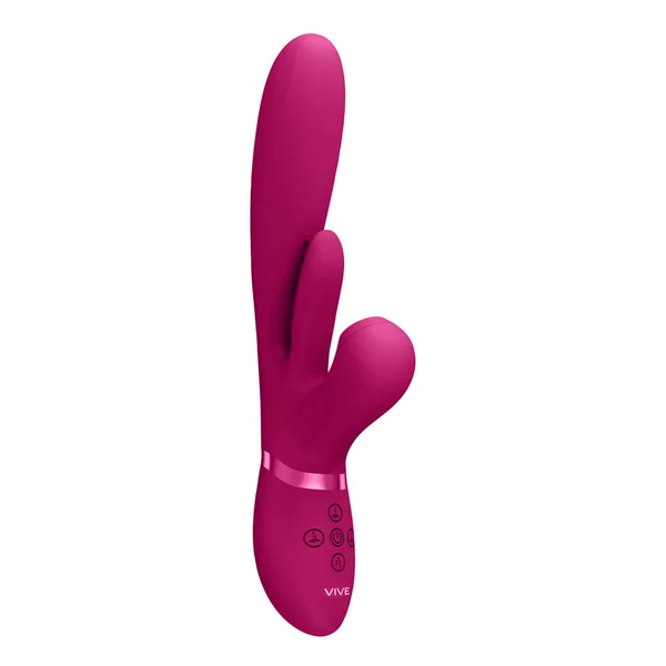 VIVE Ena - Pink - Pink 25 cm USB Rechargeable Thrusting Vibrator with Air Wave Stimulator — image 3 of 9