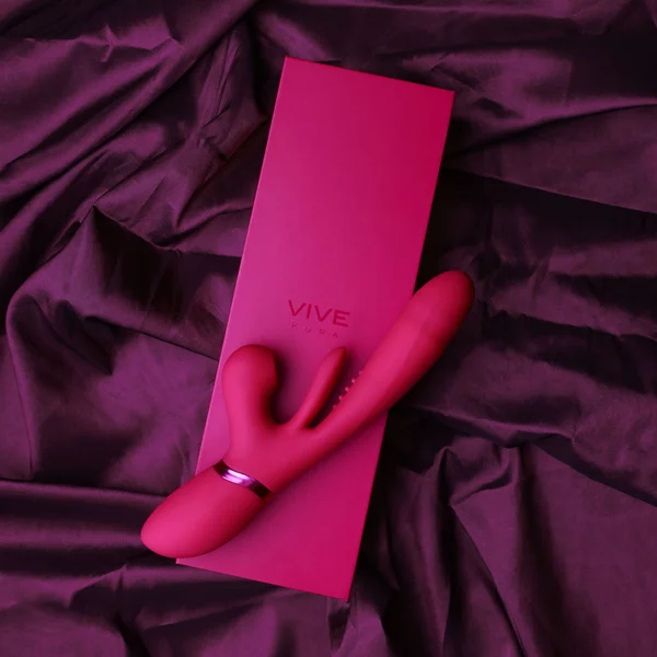VIVE Ena - Pink - Pink 25 cm USB Rechargeable Thrusting Vibrator with Air Wave Stimulator — image 2 of 9