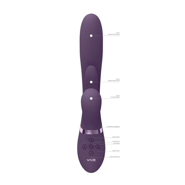 VIVE Ena - Purple - Purple 25 cm USB Rechargeable Thrusting Vibrator with Air Wave Stimulator — image 6 of 9